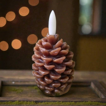 Mini Pinecone Realistic Flame 2.75in H Set of 2