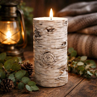 Birch 3x6in Moving Flame LED Candle