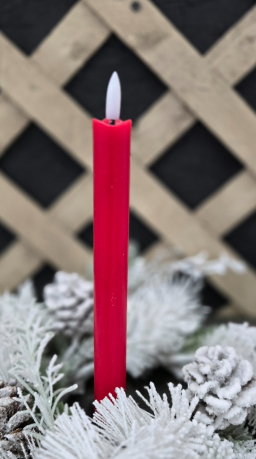 Christmas Red 10in Realistic Flame Taper Set of 2