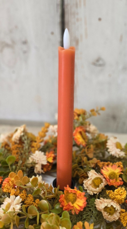 Orange 10in Taper Realistic Flame Taper Set of 2