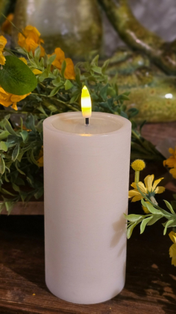 Cream Melted Realistic Flame 3x4in LED Candle