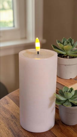 Cream Melted Realistic Flame 3x4in LED Candle