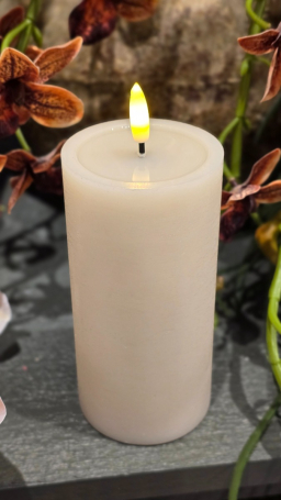 Cream Melted Realistic Flame 3x6in LED Candle