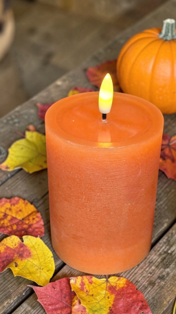 Orange Melted Realistic Flame 3x4in LED Candle