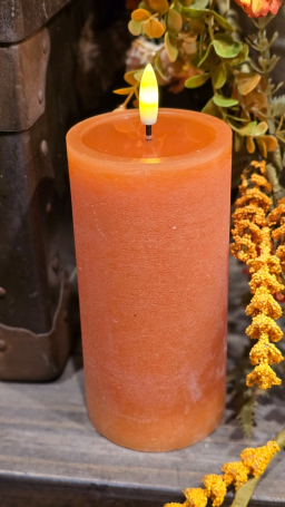 Orange Melted Realistic Flame 3x6in LED Candle