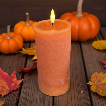 Orange Melted Realistic Flame 3x6in LED Candle