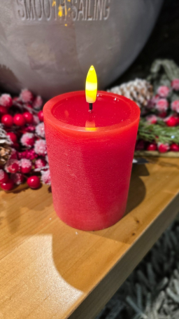 Red Melted Realistic Flame 3x4in LED Candle