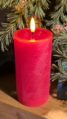 Red Melted Realistic Flame 3x6in LED Candle