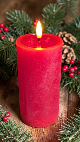 Red Melted Realistic Flame 3x6in LED Candle