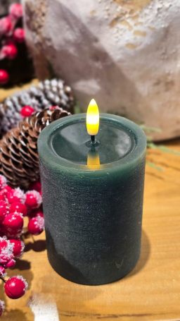 Green Melted Realistic Flame 3x4in LED Candle