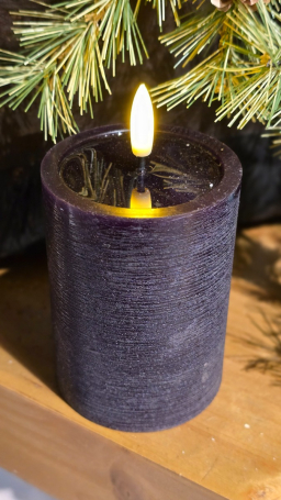 Black Melted Realistic Flame 3x4in LED Candle