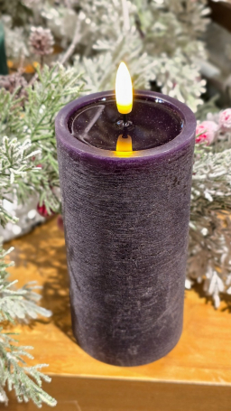 Black Melted Realistic Flame 3x6in LED Candle