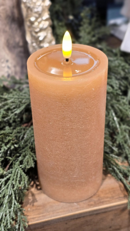 Brown Melted Realistic Flame 3x6in LED Candle