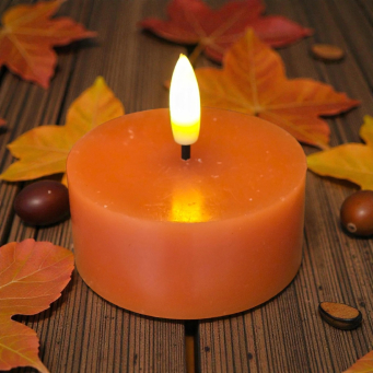 Orange Jumbo Tealight 3D Flame 2.6x1.1inch 2 pack