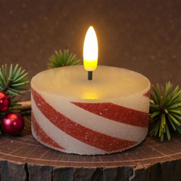 Candy Cane Jumbo Tealight 3D Flame 2.6x1.1inch 2 pack
