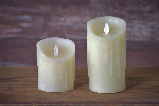 Cream Drip Moving Flame LED Candle 3in by 4in