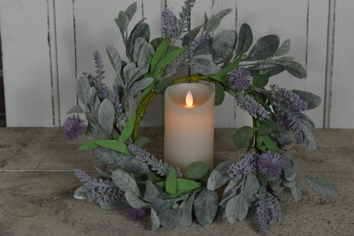 Lavendar Lambsear 6.5in Candle Ring