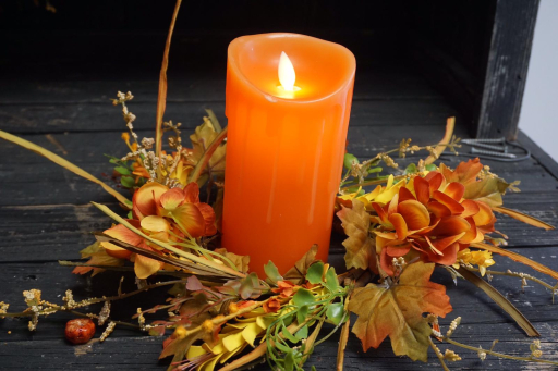 Orange Drip Moving Flame LED Candle 3in by 6in