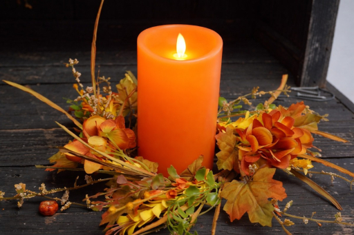 Orange Non Drip Moving Flame LED Candle 3in by 4in