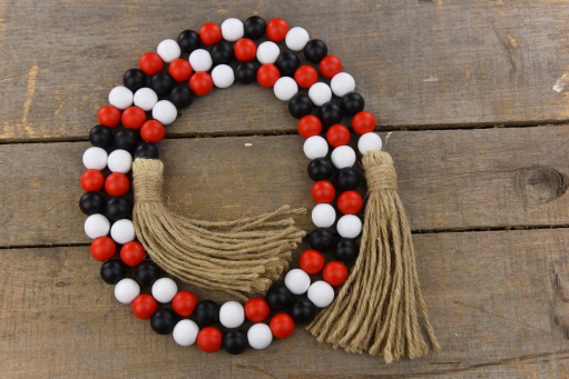 Red White & Black Beaded Garland 58in
