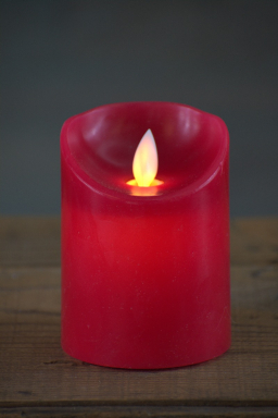 Red Non Drip Moving Flame LED Candle 3in by 4in