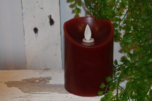 Deep Red Timered Moving Flame LED Candle 3x4in