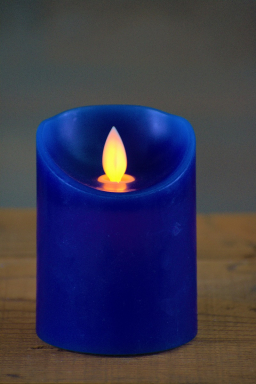 Royal Blue Timered Moving Flame LED Candle 3x4in
