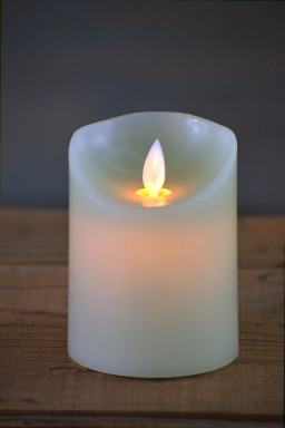 Sage Green Timered Moving Flame LED Candle 3x4in