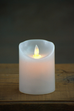 White Timered Moving Flame LED Candle 3x4in