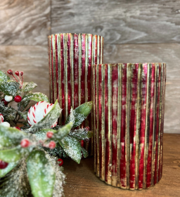 Large Candy Striped Glass Vase 4x8in