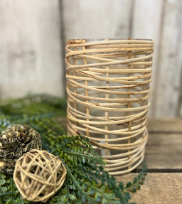 Short Wrapped Wicker Vase 5x7.5in