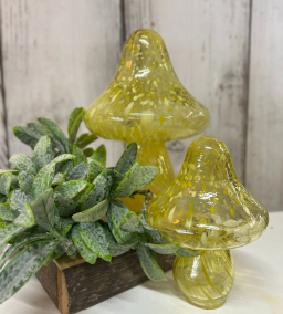 Small Yellow Glass Mushroom 3.5x5in