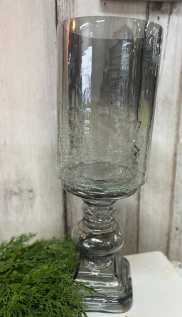 Cracked Glass Hurricane Candle Holder 6x18in