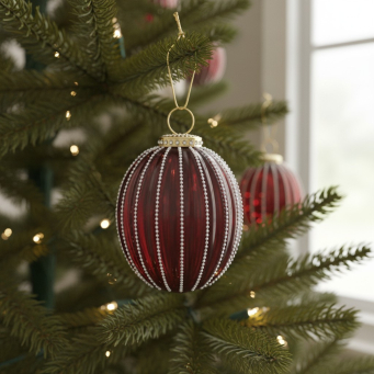 Red Pearl Sphere Ornament 3x3x4.5in