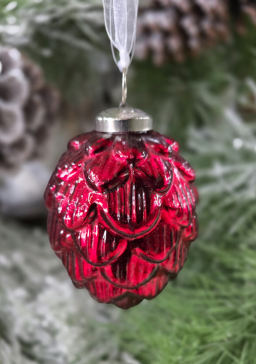Snowy Pinecone Hanging Ornament 4.3in