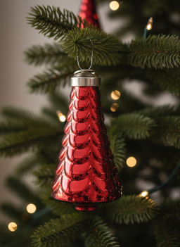 Red Hanging Glass Tree Ornament 2x4in