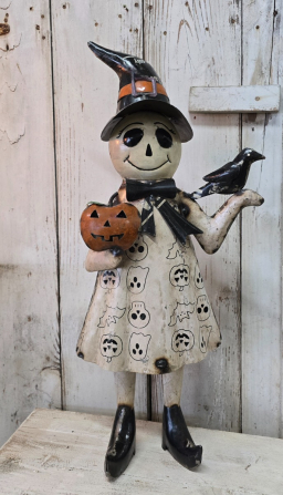 Iron Witch With Pumpkin 11.5x4.25x22in
