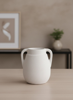 Twin Handle Paper Mache Vessel 8x7x9in