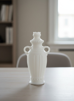 Fluted Paper Mache Vase 5x4x9in