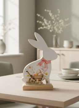 Enamel Bunny with Basket 5x8in
