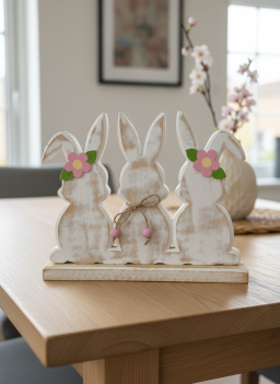 Floral Bunny Trio 8x6in