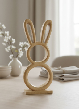 Hollow Natural Wooden Bunny 4x10in