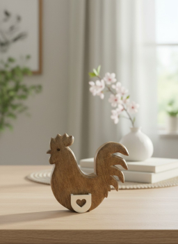 Natural Wooden Rooster 4x4in