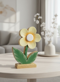 Light Yellow Daisy Wooden Flower 6x9in