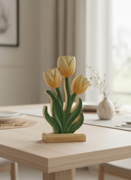 Yellow Tulip Bundle Wooden Flowers 6x11in