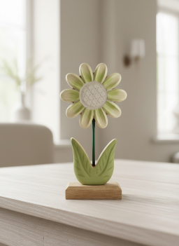 Light Green Daisy Wooden Flower 4x7in