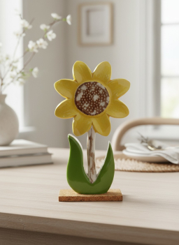 Wooden Sunflower on Base 4x9in