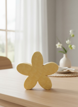 Yellow Wooden Flower 6x5in
