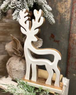 White Enamel Deer 13x8in