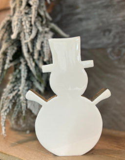 White Enamel Snowman 8x6in